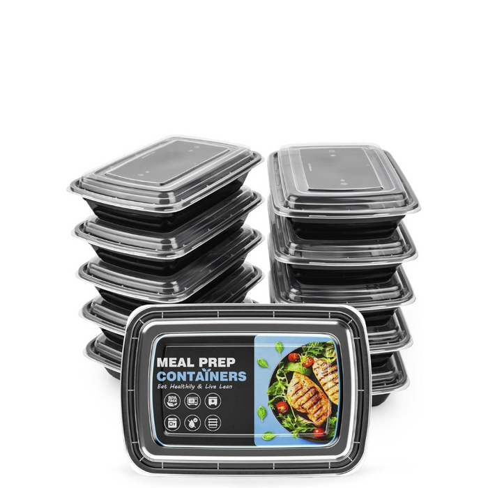 12 Oz Rectangular Meal Prep Containers, 1 Compartment with Lids