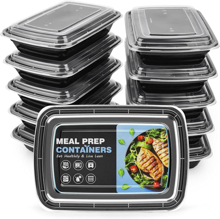38 Oz Rectangular Meal Prep Containers, 1 Compartment with Lids