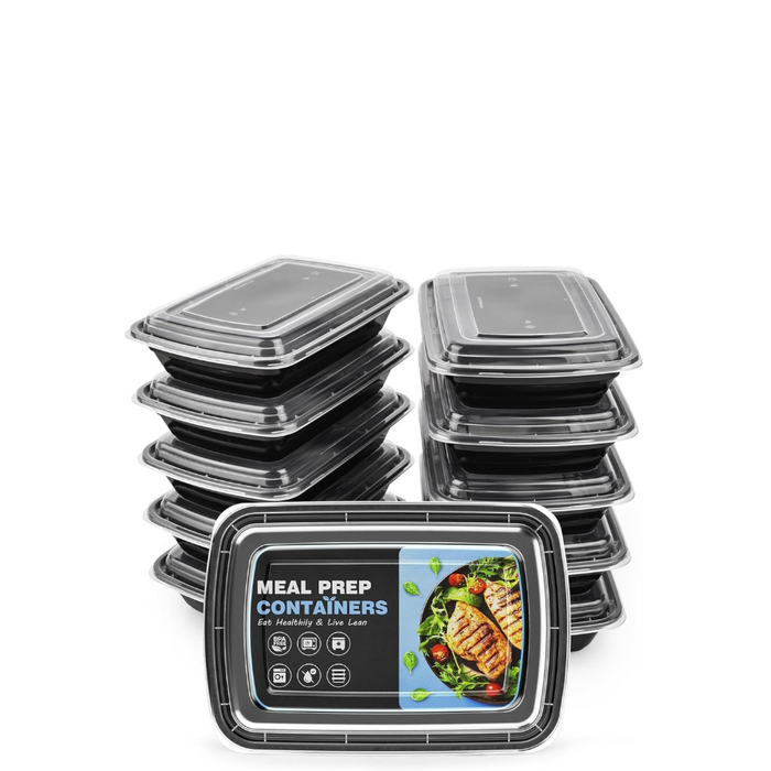 8 Oz Rectangular Meal Prep Containers, 1 Compartment with Lids