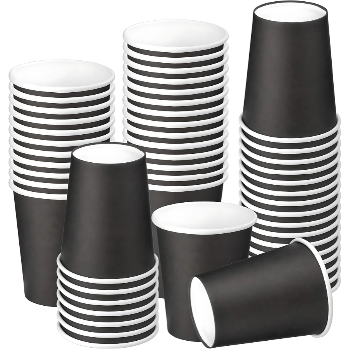 8 Oz Black Daily Use Rigid Paper Cups.
