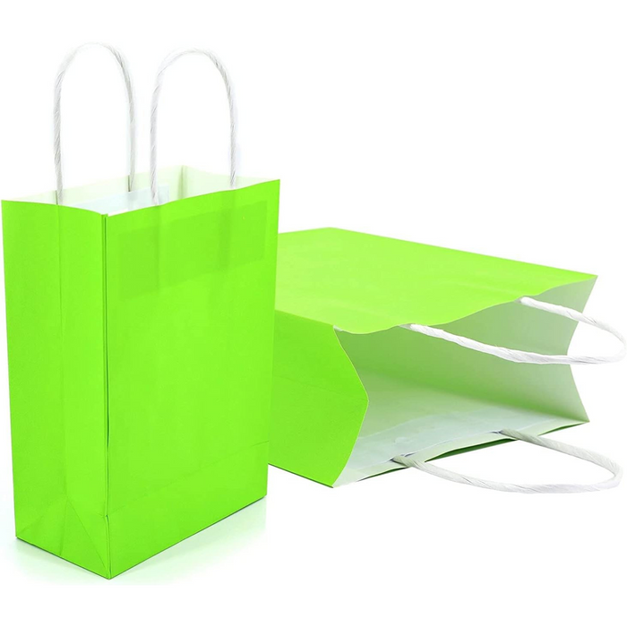 Gifts Paper Bag (22x10x26 CM) 100 GSM Green Fluorescent with Twisted Handles – Bulk Party & Gift Packaging