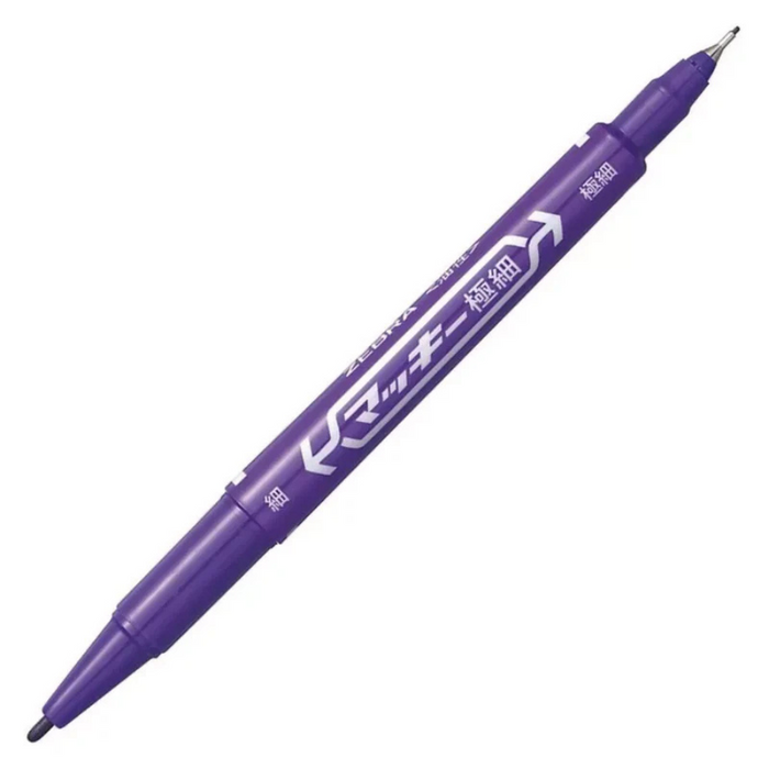 Zebra Mckee Ultra Fine Dual Tip Oil-Based Markers Permanent β 0.3 mm & 1.0 mm β Purple Color