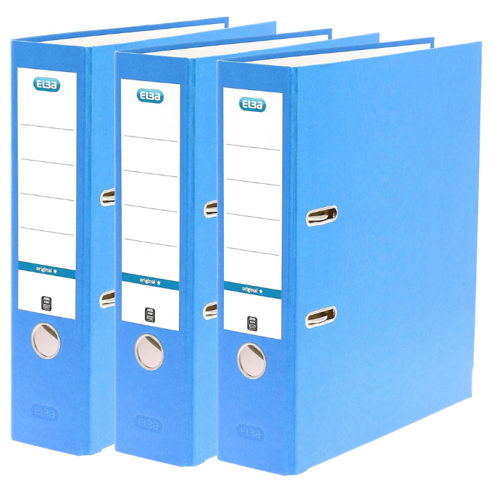 Elba Plastic Heavy Duty Blue Lever Arch File, With Internal Pocket, Foolscap Size (8 CM / 3 Inch)