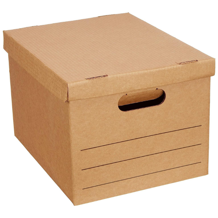 Corrugated Cardboard Archive Box with Lid Brown Medium( L39 x W31 X H27 )
