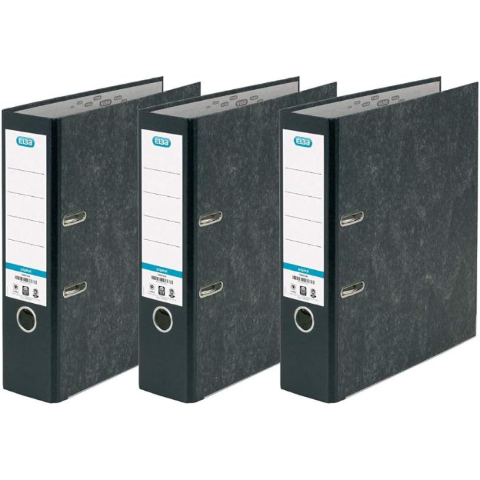 Elba Cardboard Heavy Duty Cloud Black Lever Arch File, With Internal Pocket, Foolscap Size (8 CM / 3 Inch)