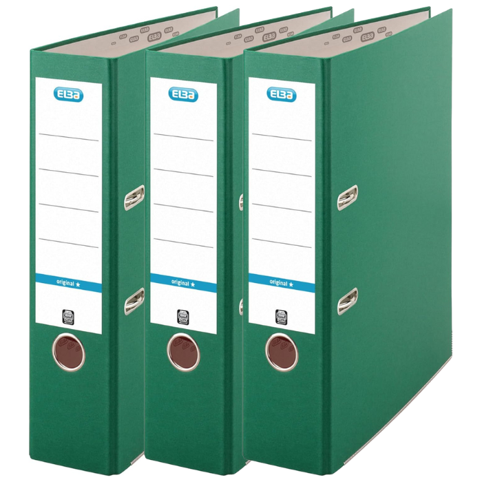 Elba Plastic Heavy Duty Green Lever Arch File, With Internal Pocket, Foolscap Size (8 CM / 3 Inch)