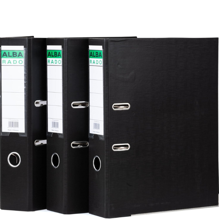 Alba Rado Plastic Heavy Duty Lever Arch File, With Internal Pocket, Foolscap Size (8 CM / 3 Inch)