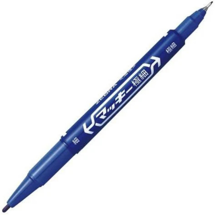 Zebra Mckee Ultra Fine Dual Tip Oil-Based Markers Permanent β 0.3 mm & 1.0 mm β Blue Color