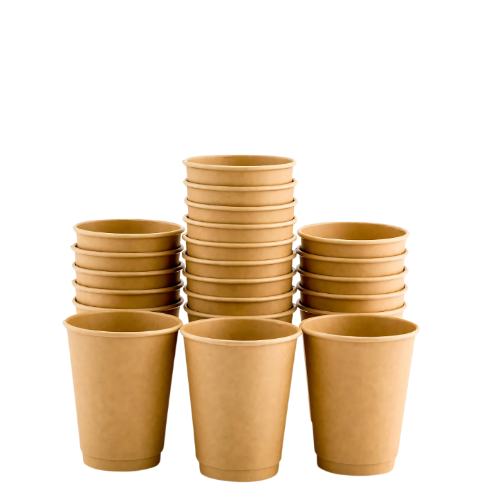 Double Wall Heavy Duty 8 Oz Kraft Paper Cups.