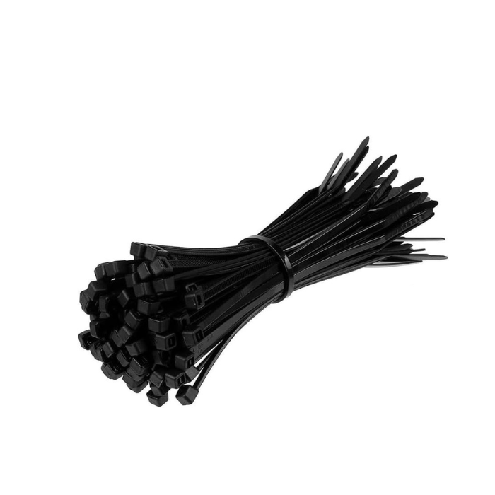 Black Cable Ties 150mm x 2.5mm (Pack of 100) – 8Kg Strength, Self-Locking Nylon Zip Ties