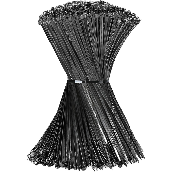 Black Cable Ties 400mm x 7.6mm (Pack of 100) – 55Kg Strength, Self-Locking Nylon Zip Ties