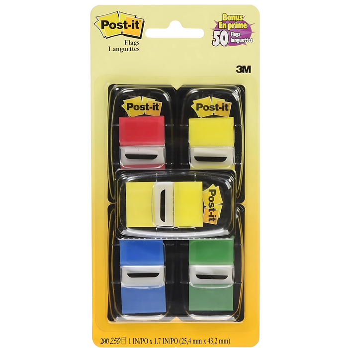 Post-it Flags Dispenser 1/2 x 1.7 in (25.4 x 43.2 mm) 250 Flags 4 Colors