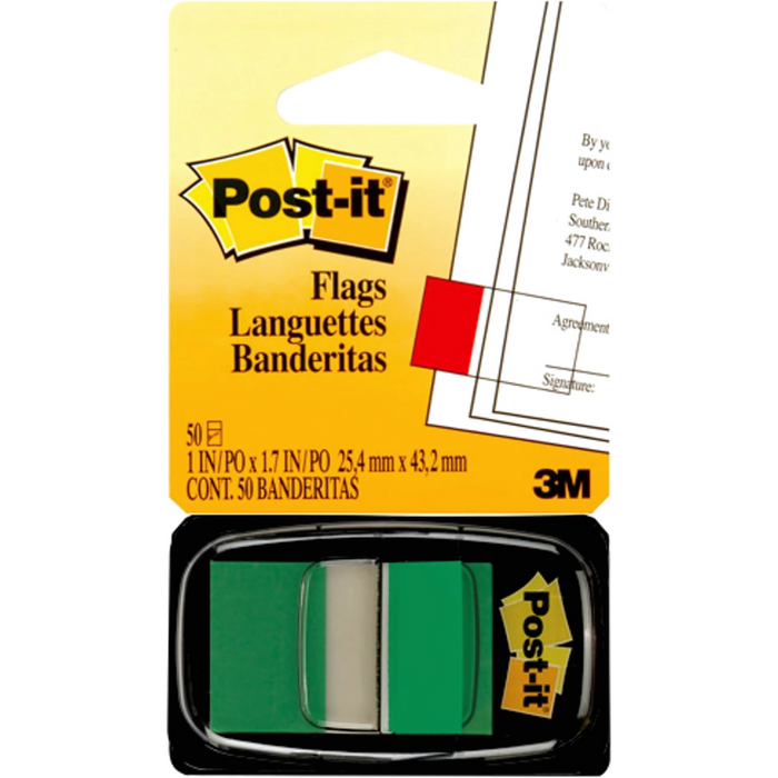 Post-it Flags Dispenser 1/2 x 1.7 in (25.4 x 43.2 mm) Green Color