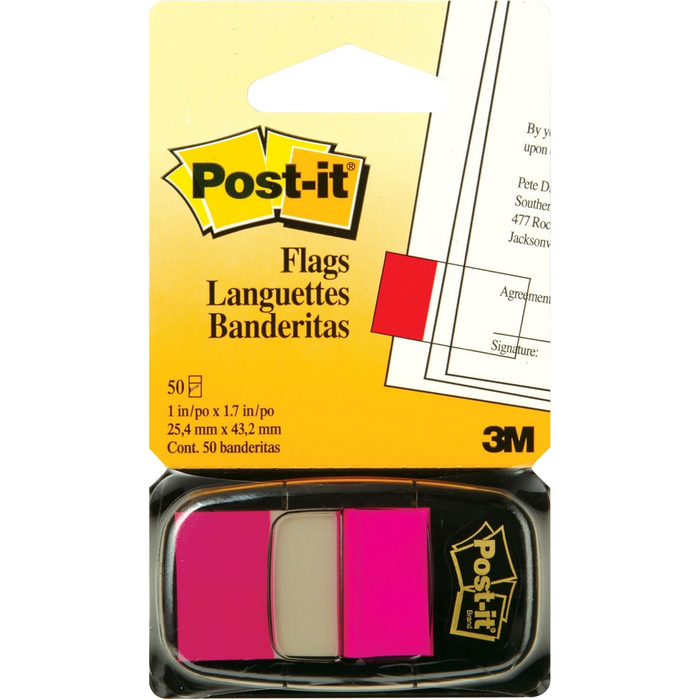 Post-it Flags Dispenser 1/2 x 1.7 in (25.4 x 43.2 mm) Rose Color