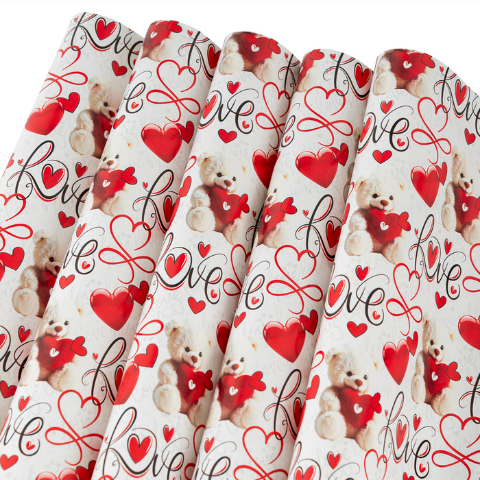 Gift Wrapping Paper Sheets – Love & Teddy Design 70 x 45 cm 80 GSM