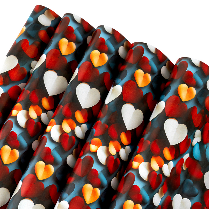 Gift Wrapping Paper Sheets – Romantic Multicolor Heart Design 70 x 45 cm 80 GSM