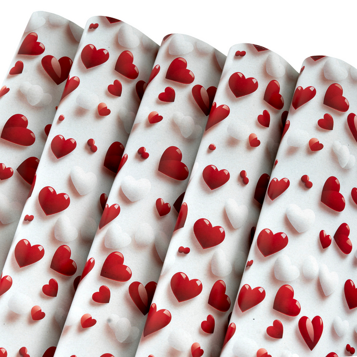 Gift Wrapping Paper Sheets – 3D Heart Design 70 x 45 cm 80 GSM