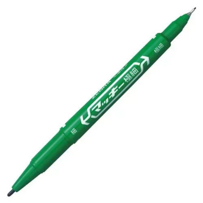 Zebra Mckee Ultra Fine Dual Tip Oil-Based Markers Permanent β 0.3 mm & 1.0 mm β Green Color