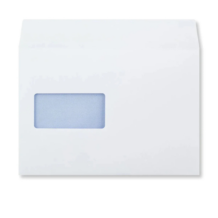 Hispapel Envelope 162 x 229 mm, 6 x 9 inches, C5 With Window, 90GSM, White
