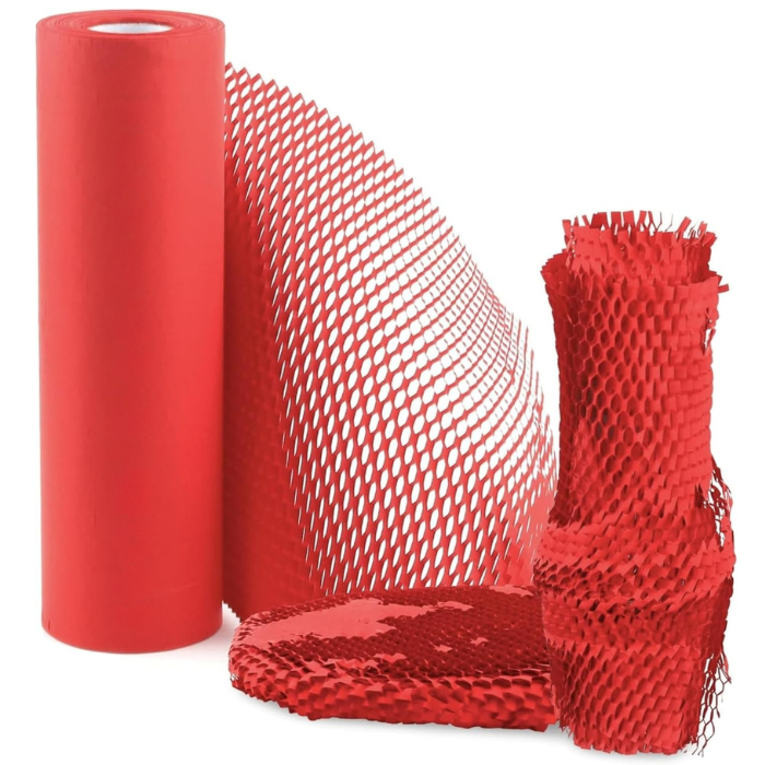 Red 50 cm Wide Premium Honeycomb 80 GSM Kraft Paper Roll – Eco-Friendly Cushioning Wrap