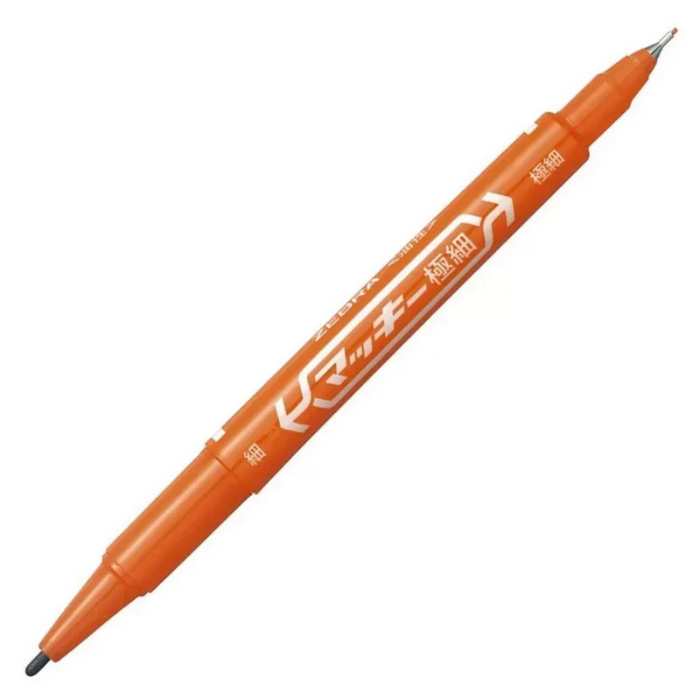 Zebra Mckee Ultra Fine Dual Tip Oil-Based Markers Permanent β 0.3 mm & 1.0 mm β Orange Color