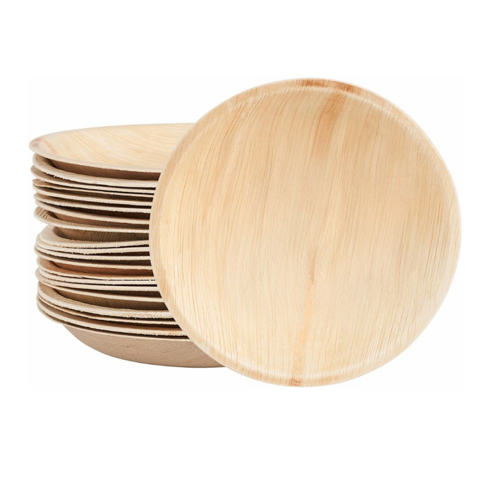 8-Inch Palm Leaf Round Plates Compostable And Biodegradable Eco Friendly Heavy-Duty