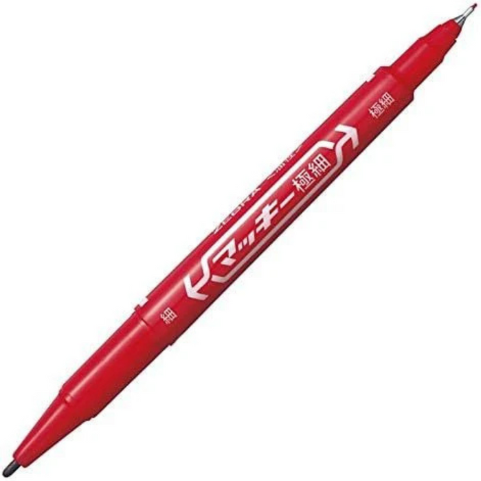 Zebra Mckee Ultra Fine Dual Tip Oil-Based Markers Permanent β 0.3 mm & 1.0 mm β Red Color