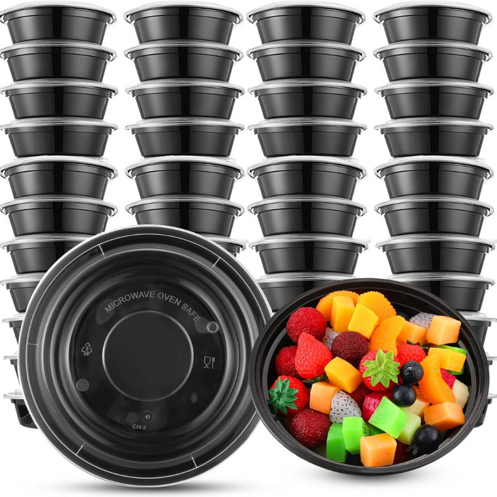 12 Oz Round Meal Prep Containers, 1 Compartment with Lids