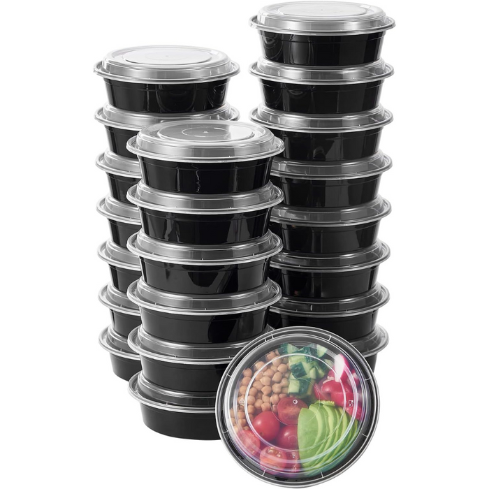 16 Oz Round Meal Prep Containers, 1 Compartment with Lids