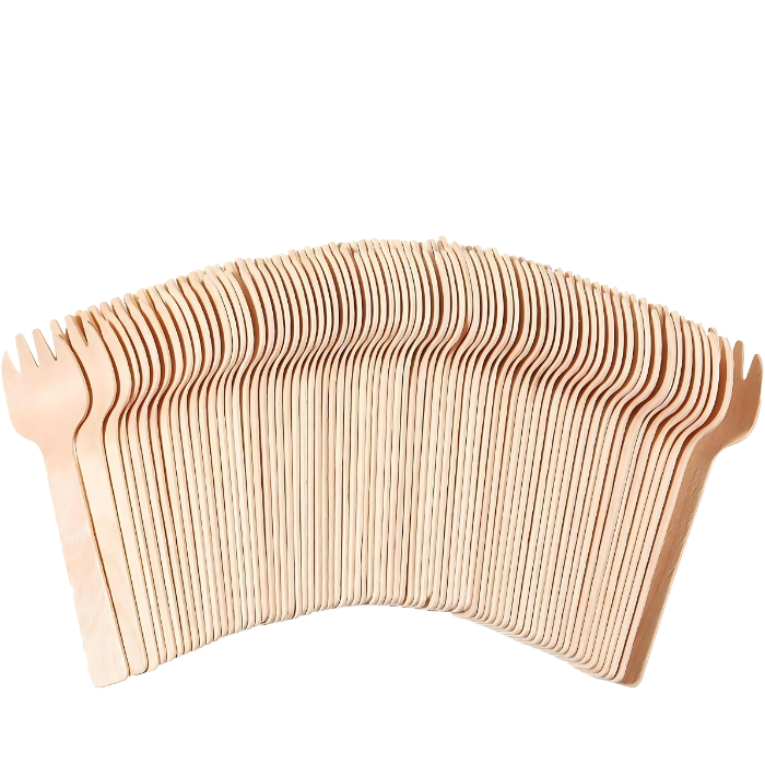 10.5 CM/4 Inches Disposable Mini Wooden Forks Spoons, Compostable and Earth Friendly.