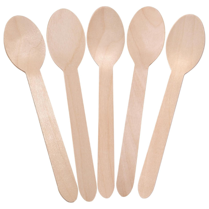16 CM/6.2 Inches Disposable Wooden Cutlery Spoons, Compostable and Earth Friendly.