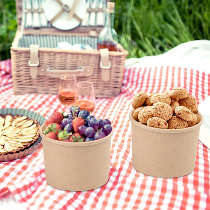 12 Oz Kraft Soup Bowl (350 ML) With Lid.