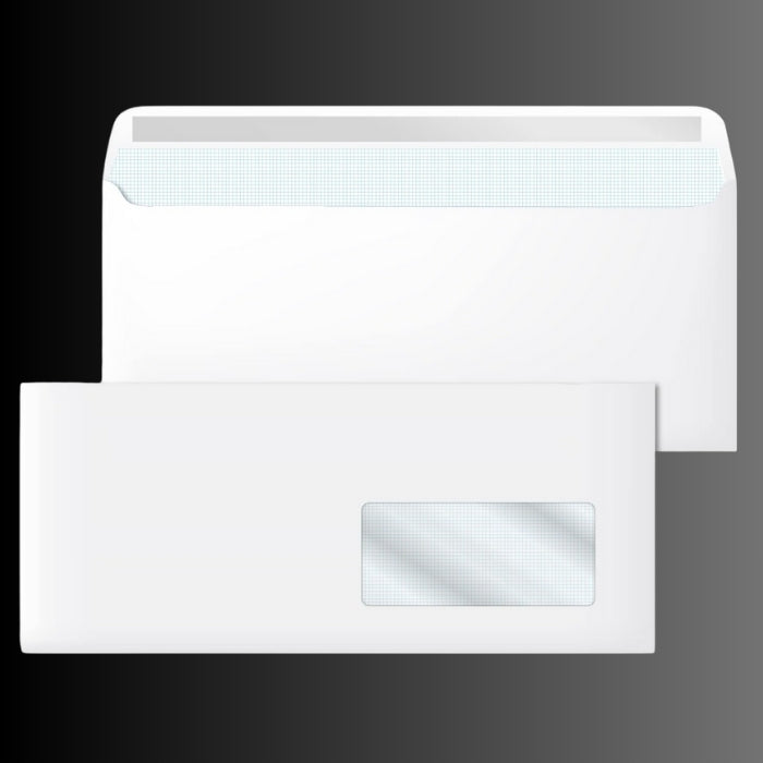Hispapel Self Seal Envelope 115 x 225 mm, DL with window, White