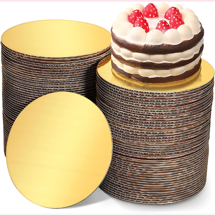 6" Gold Non Stick Cardboard Cake Boards – Non-Sticky Round Cake Base for Parties & Events