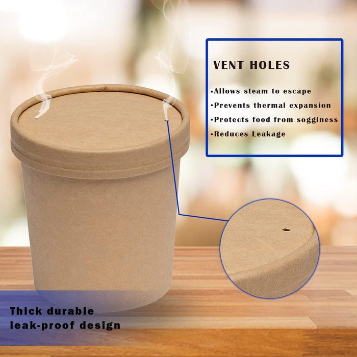 8 Oz Kraft Soup Bowl (240 ML) With Lid.