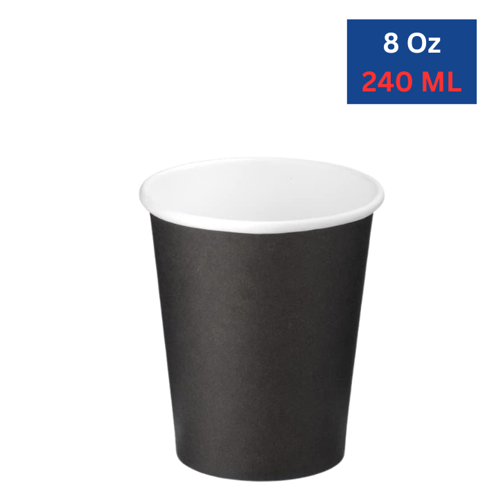 8 Oz Black Daily Use Rigid Paper Cups.