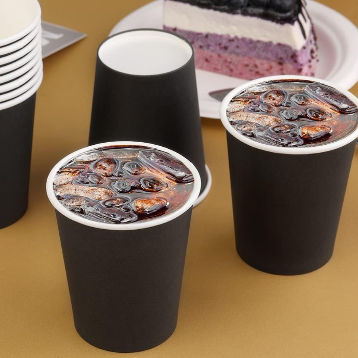 8 Oz Black Daily Use Rigid Paper Cups.