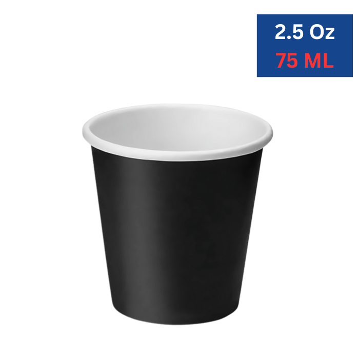 2.5 Oz Black Daily Use Rigid Paper Cups.