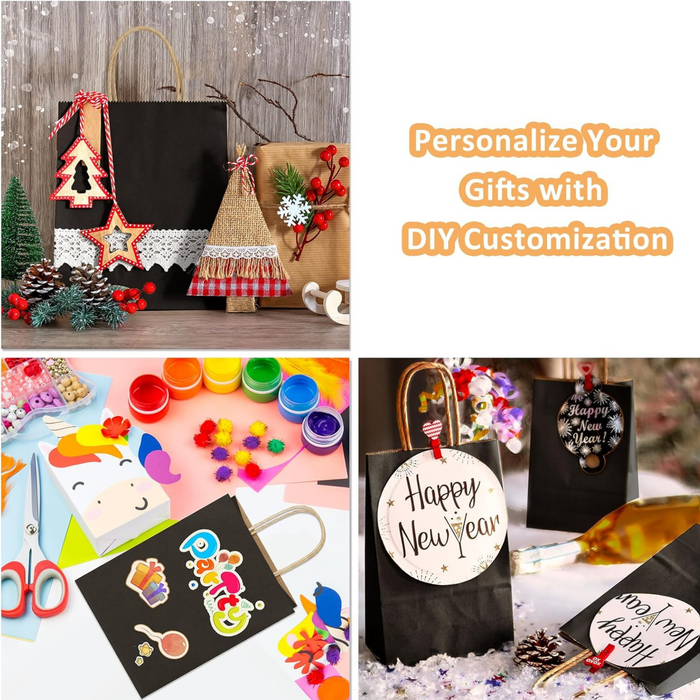 Gifts Paper Bag (22x10x26 CM) 100 GSM Black with Twisted Handles – Bulk Party & Gift Packaging