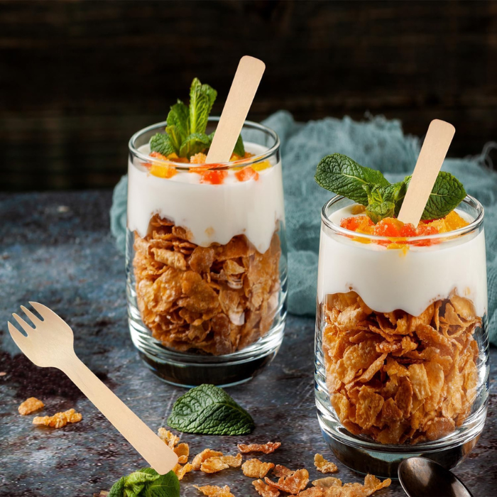 10.5 CM/4 Inches Disposable Mini Wooden Forks Spoons, Compostable and Earth Friendly.