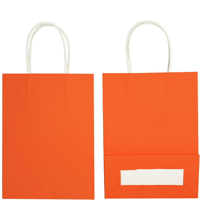 Gifts Paper Bag (22x10x26 CM) 100 GSM Orange Glossy with Twisted Handles – Bulk Party & Gift Packaging