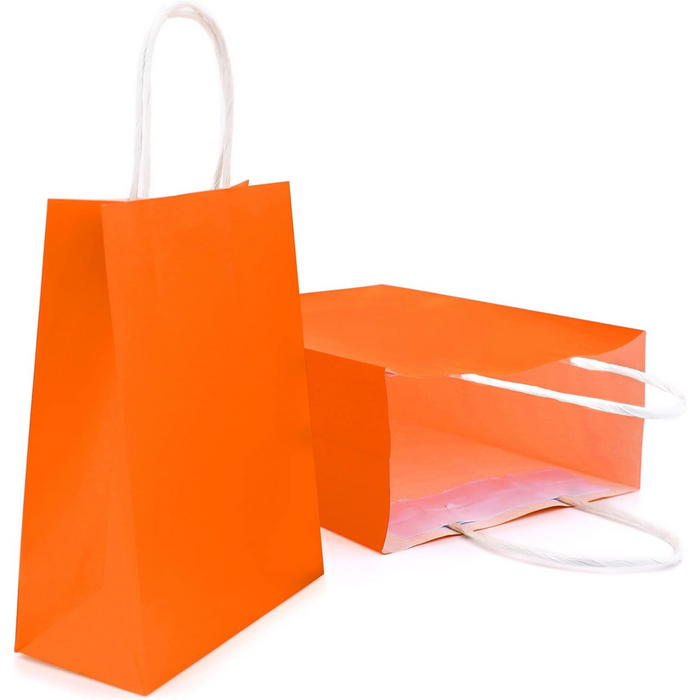 Gifts Paper Bag (22x10x26 CM) 100 GSM Orange Glossy with Twisted Handles – Bulk Party & Gift Packaging