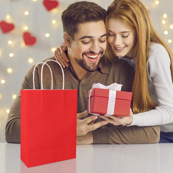 Gifts Paper Bag (22x10x26 CM) 100 GSM Red Glossy with Twisted Handles – Bulk Party & Gift Packaging