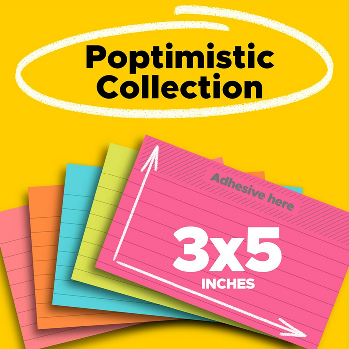Post-it Sticky Notes Neon Colors 655-5PK, 3 x 5 in (76 x 127 mm), 5 Pads Pack