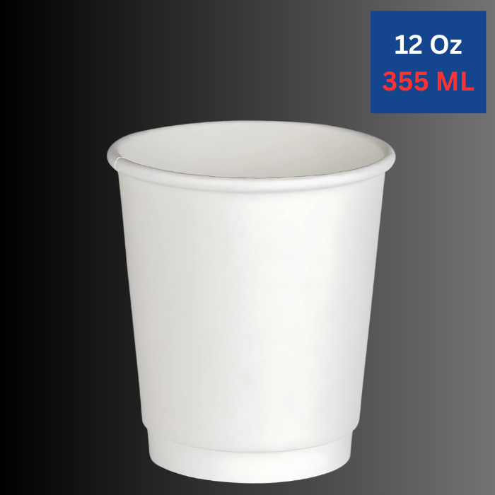 Double Wall Heavy Duty 12 Oz White Paper Cups.