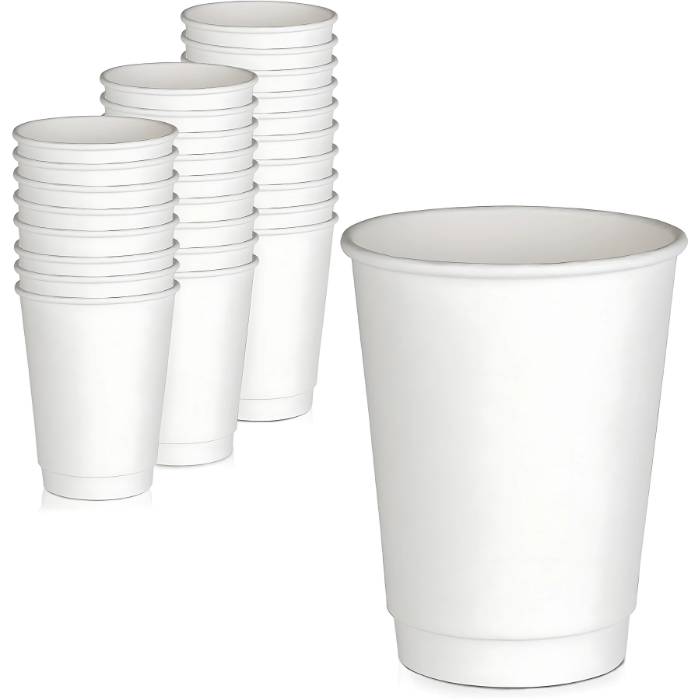 Double Wall Heavy Duty 12 Oz White Paper Cups.