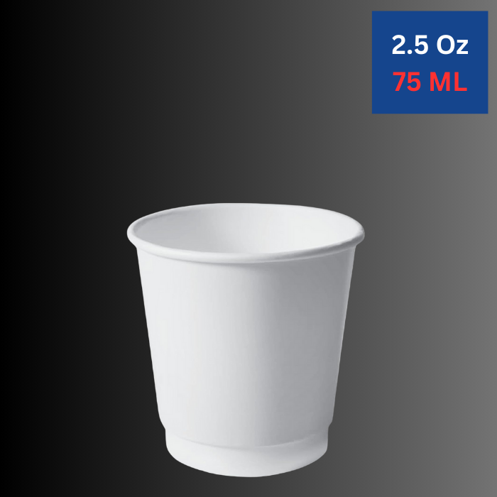 Double Wall Heavy Duty 2.5 Oz White Paper Cups.