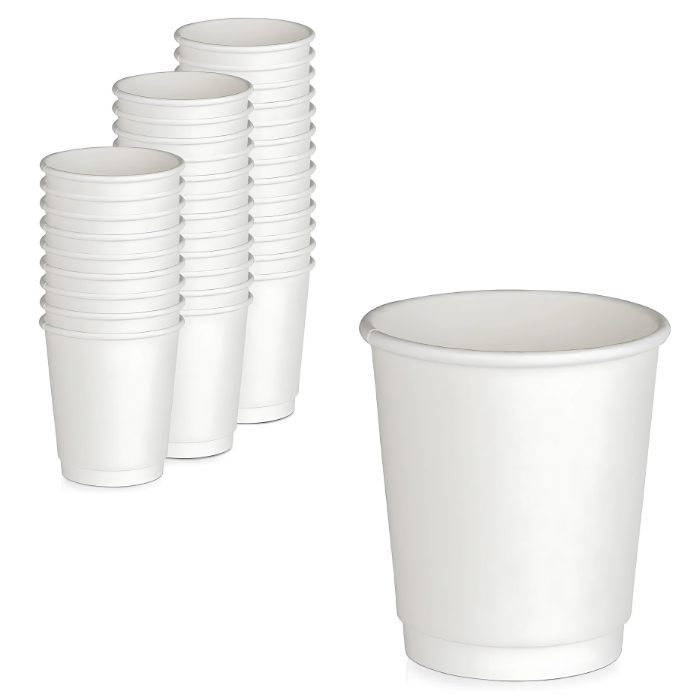 Double Wall Heavy Duty 8 Oz White Paper Cups.