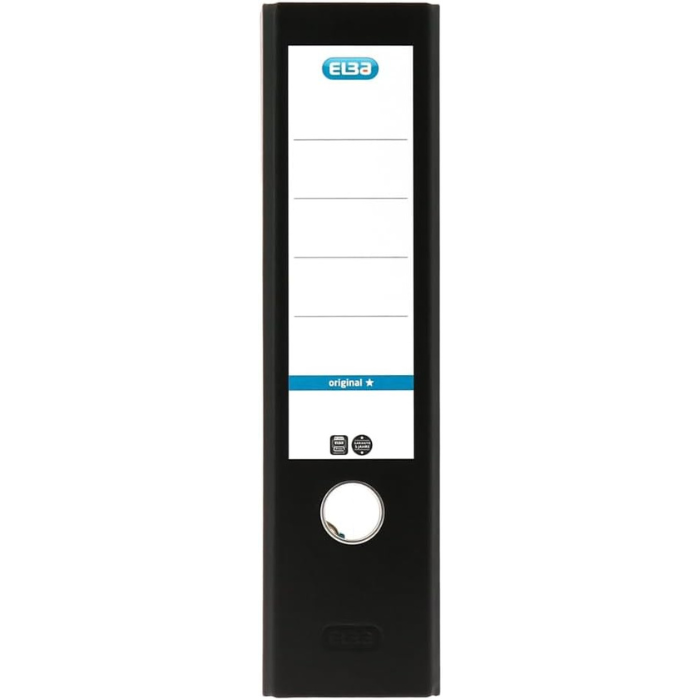 Elba Plastic Heavy Duty Black Lever Arch File, With Internal Pocket, Foolscap Size (8 CM / 3 Inch)