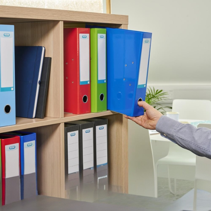 Elba Plastic Heavy Duty Blue Lever Arch File, With Internal Pocket, Foolscap Size (8 CM / 3 Inch)